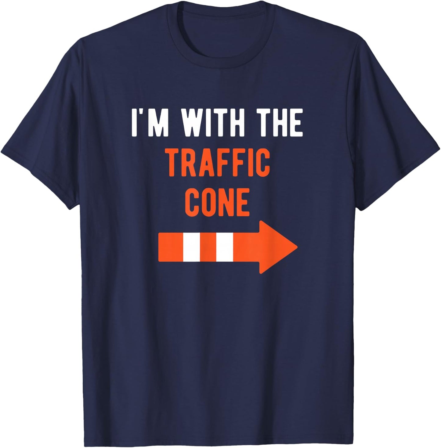 I'm with Traffic Cone Couple Outfit Funny Matching Halloween T-Shirt - T-Shirt | Navy