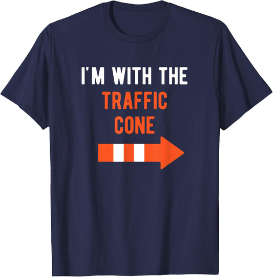 I'm with Traffic Cone Couple Outfit Funny Matching Halloween T-Shirt - T-Shirt | Navy