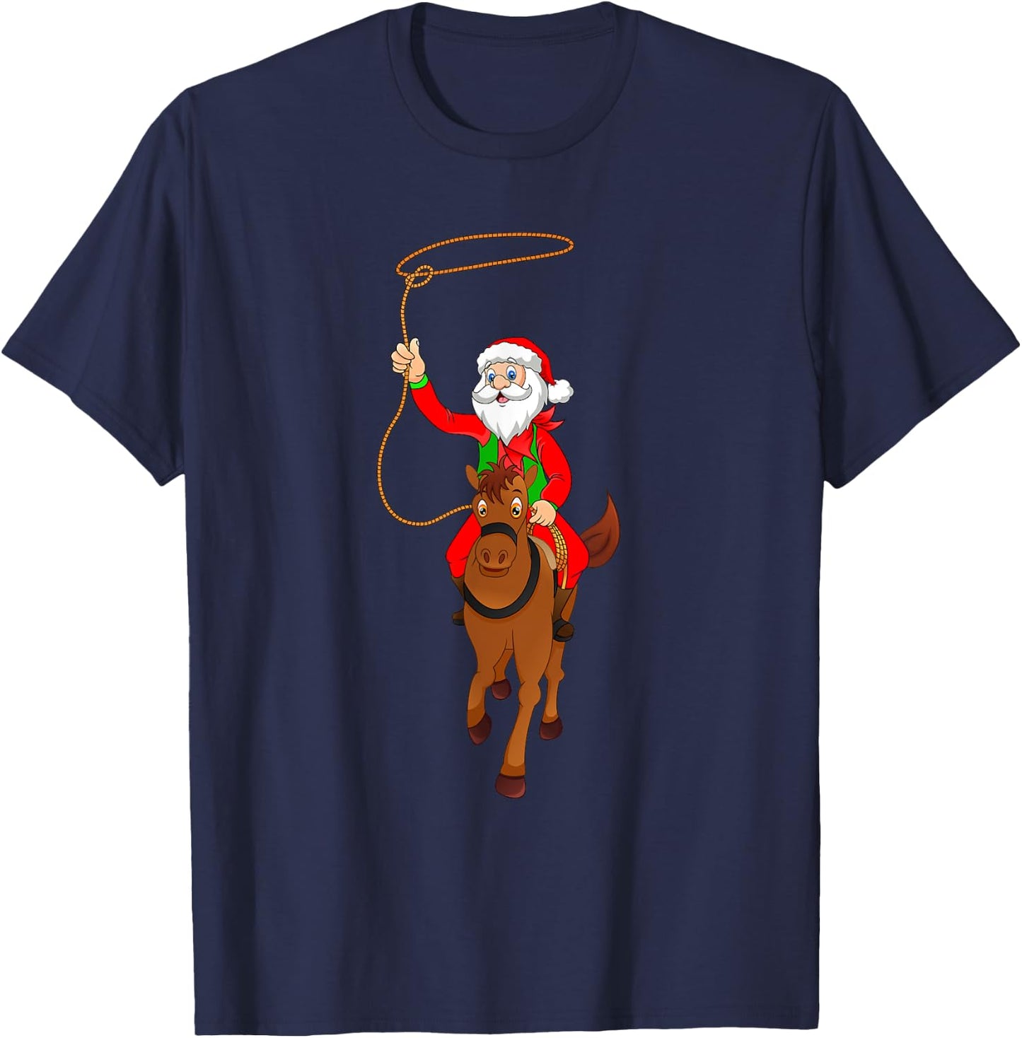 Cowboy Santa Claus Riding A Horse Christmas Cowboy Kids Boys T-Shirt - T-Shirt | Navy