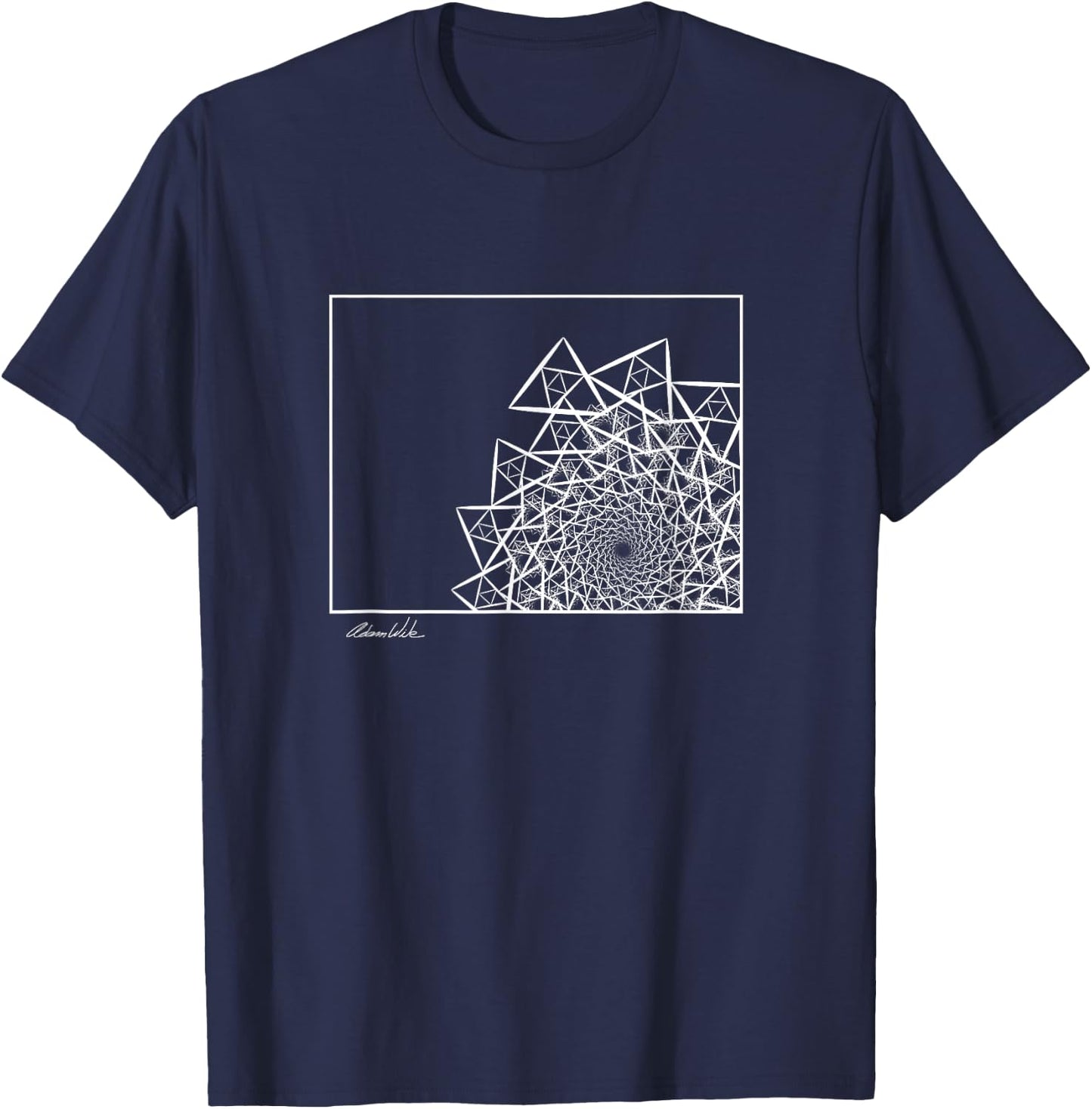 Triangle Vortex Infinite Spiral Fractal Trippy Design T-Shirt - T-Shirt | Navy