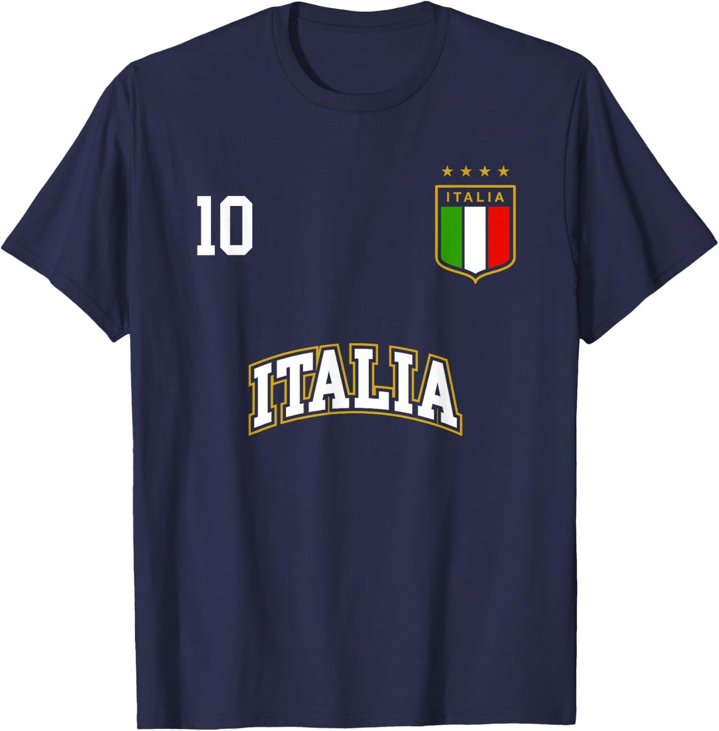 Italia Team Sports Number 10 Italy Soccer Italian Flag T-Shirt - T-Shirt | Navy