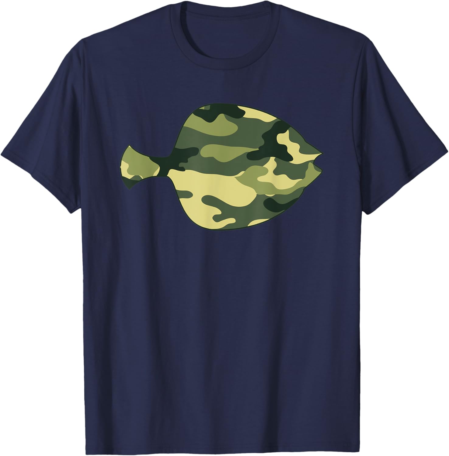 Military Flounder Camo Men Print US Food fish Veteran Gift T-Shirt - T-Shirt | Navy
