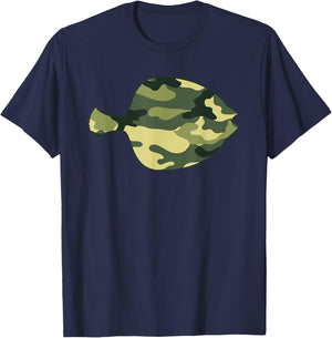 Military Flounder Camo Men Print US Food fish Veteran Gift T-Shirt - T-Shirt | Navy