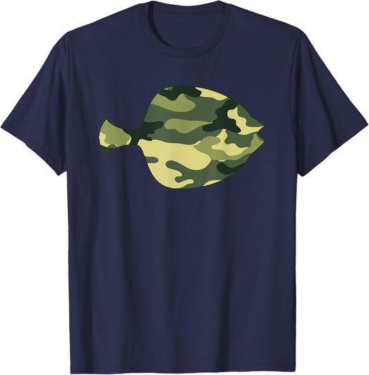 Military Flounder Camo Men Print US Food fish Veteran Gift T-Shirt - T-Shirt | Navy