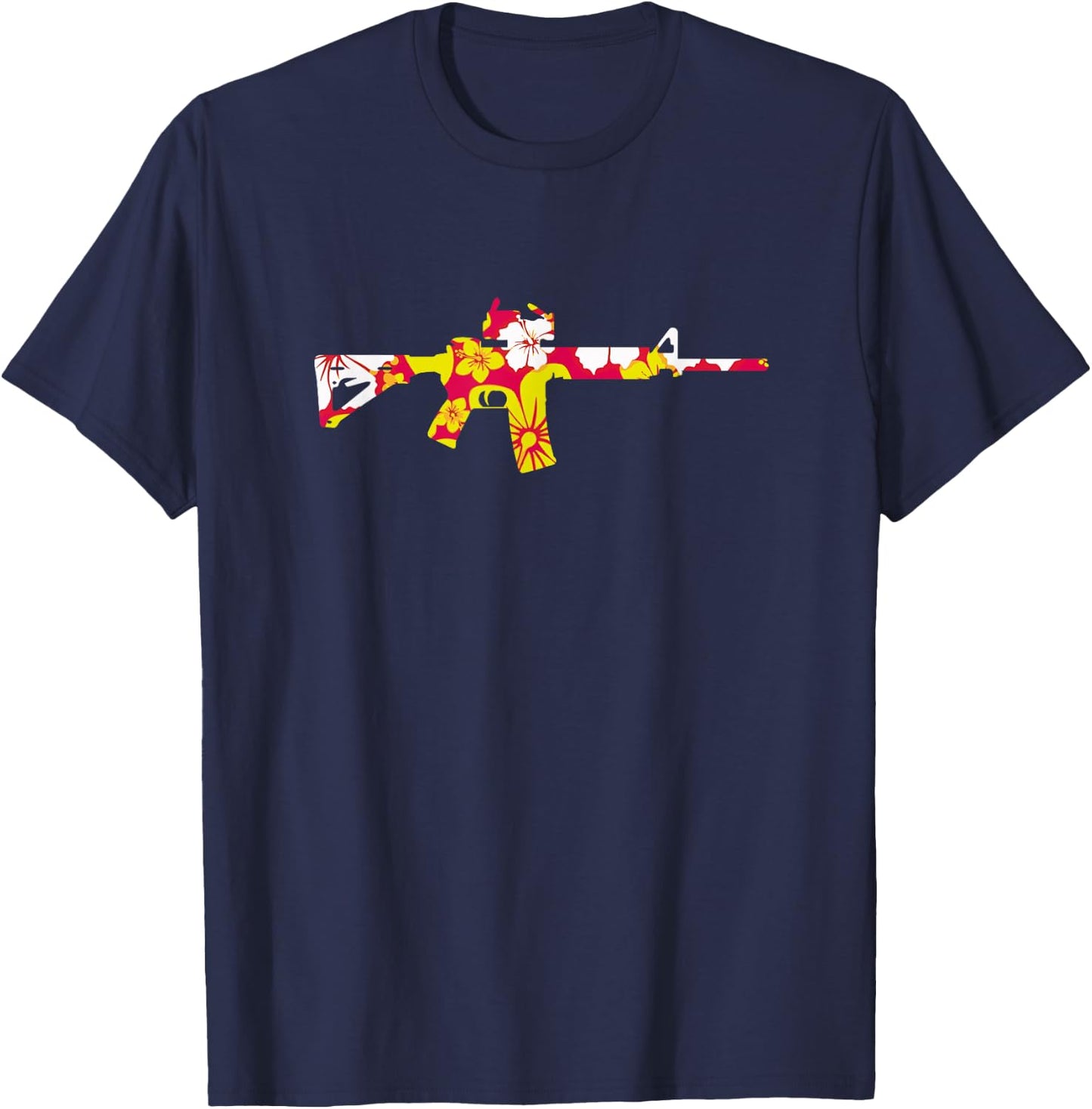 Tropical Gun Lover Firearm Beach Hawaiian Gift Aloha AR-15 T-Shirt - T-Shirt | Navy