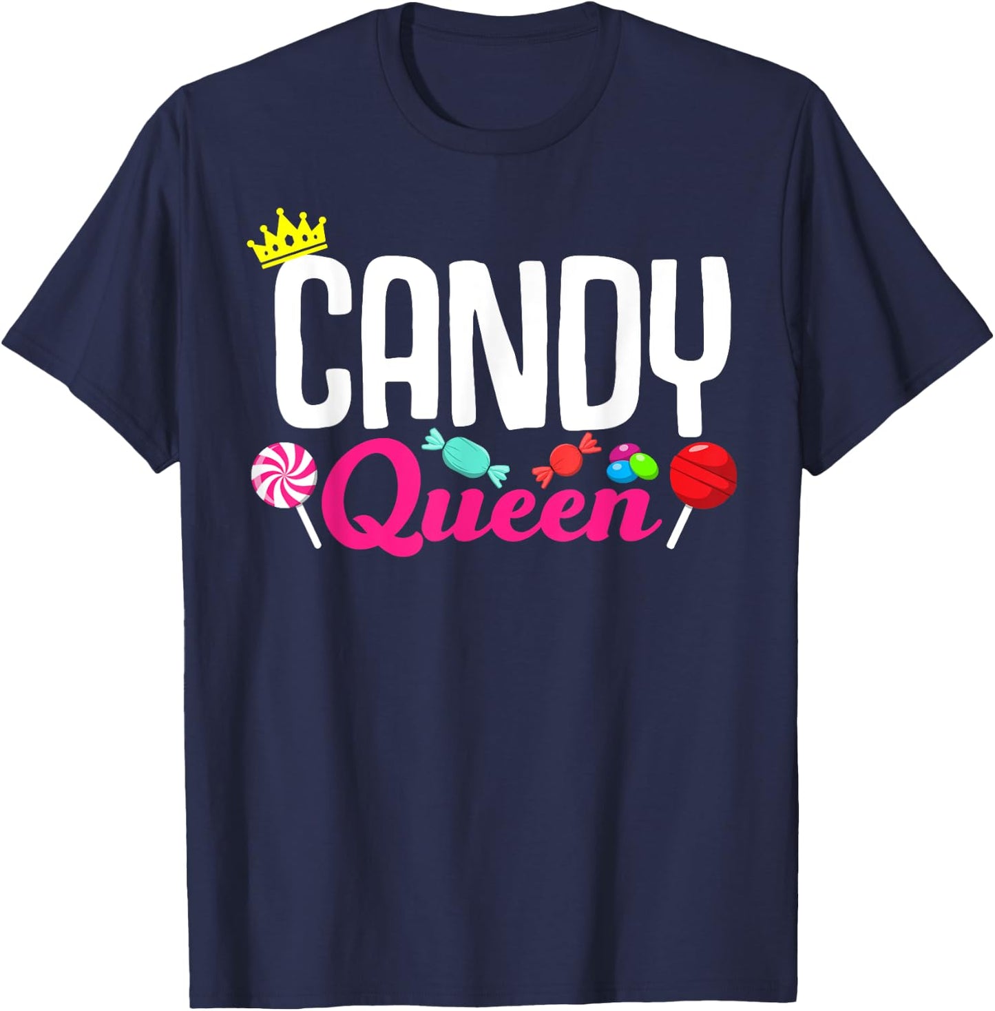 Funny Candy Lover Design Lollipop Women Girls Kids Sweets T-Shirt - T-Shirt | Navy