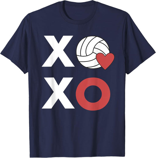 Valentines Day Volleyball Heart XOXO T-Shirt - T-Shirt | Navy