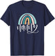 June & Lucy Women's Rainbow Nanny & Heart Modern Letter Print , Grey, Small, Short Sleeve, Pull On, Classic Fit T-Shirt - T-Shirt | Navy