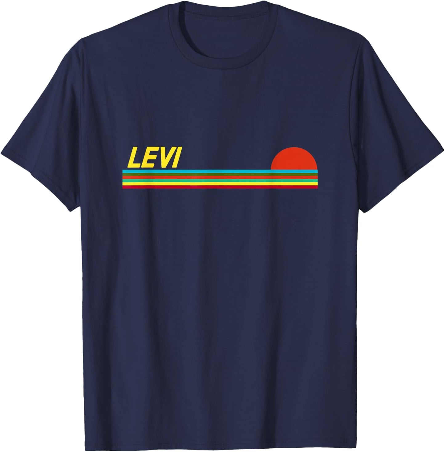 Levi First Name Logo Retro Sunset Surfer Style Levi T-Shirt - T-Shirt | Navy