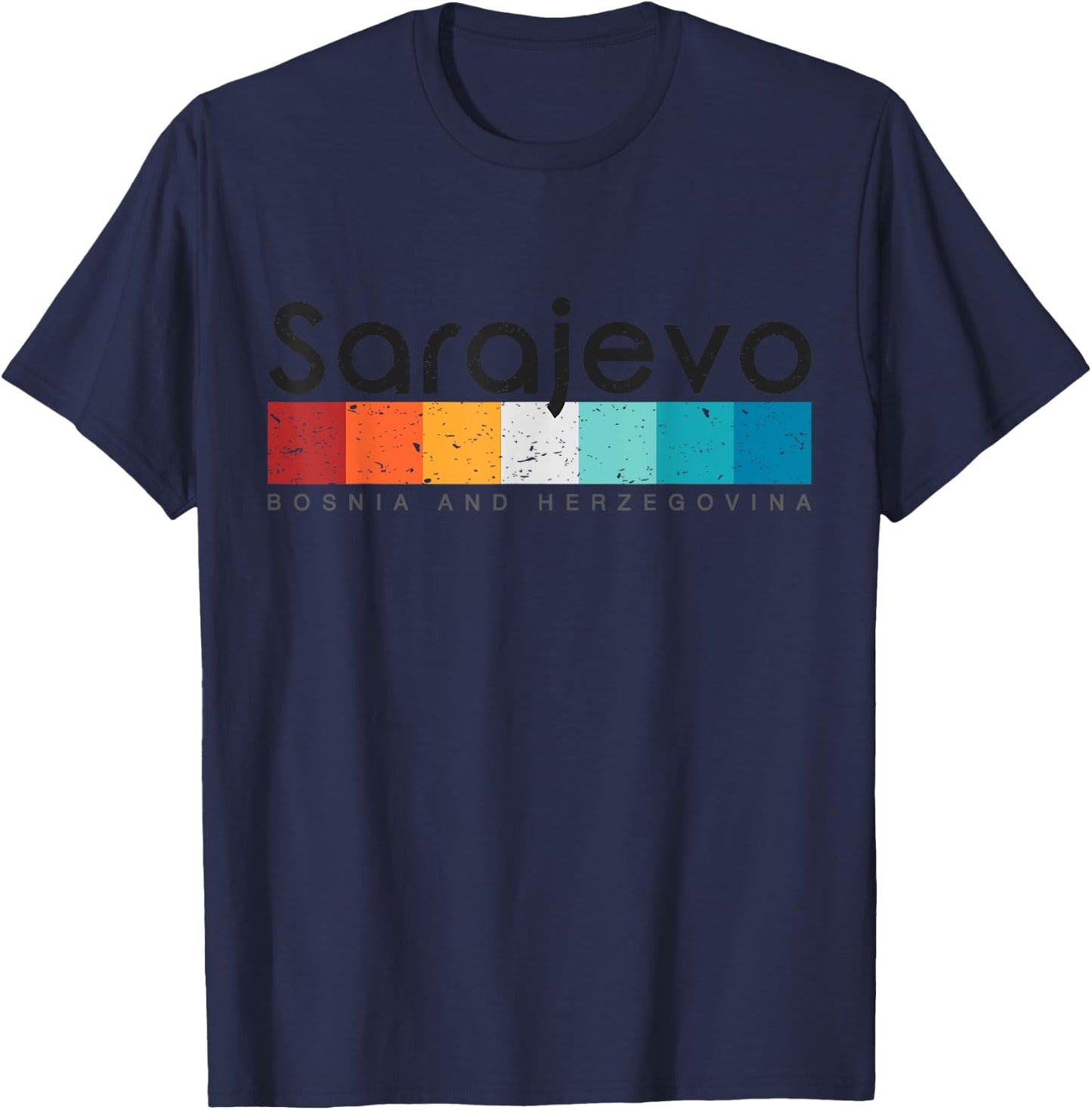 Vintage Sarajevo Bosnia and Herzegovina Retro Design T-Shirt - T-Shirt | Navy