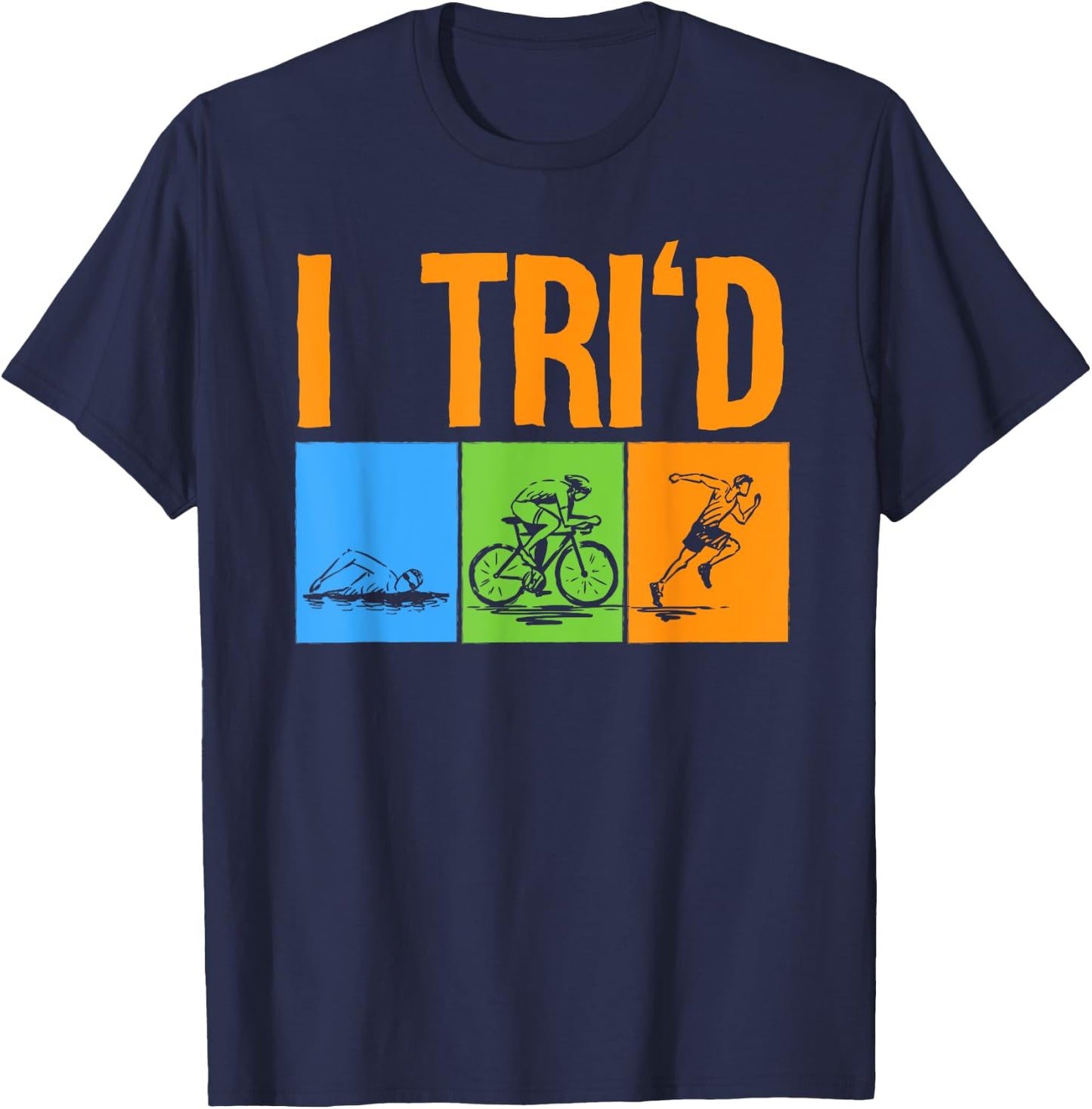 Funny Triathlon Design Triathletes Men Women Swim Bike Run T-Shirt - T-Shirt | Navy