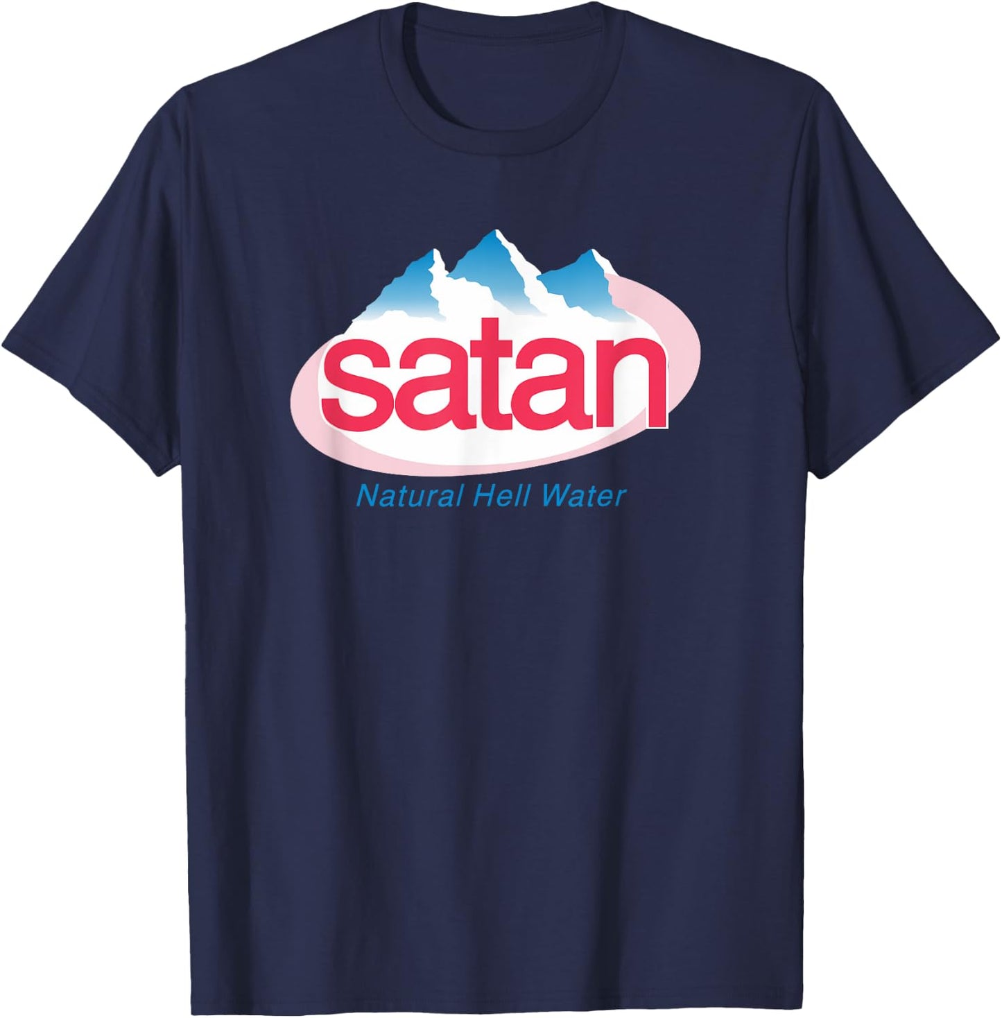 Vintage Funny Satan Water Natural Hell Water Aesthetic T-Shirt - T-Shirt | Navy