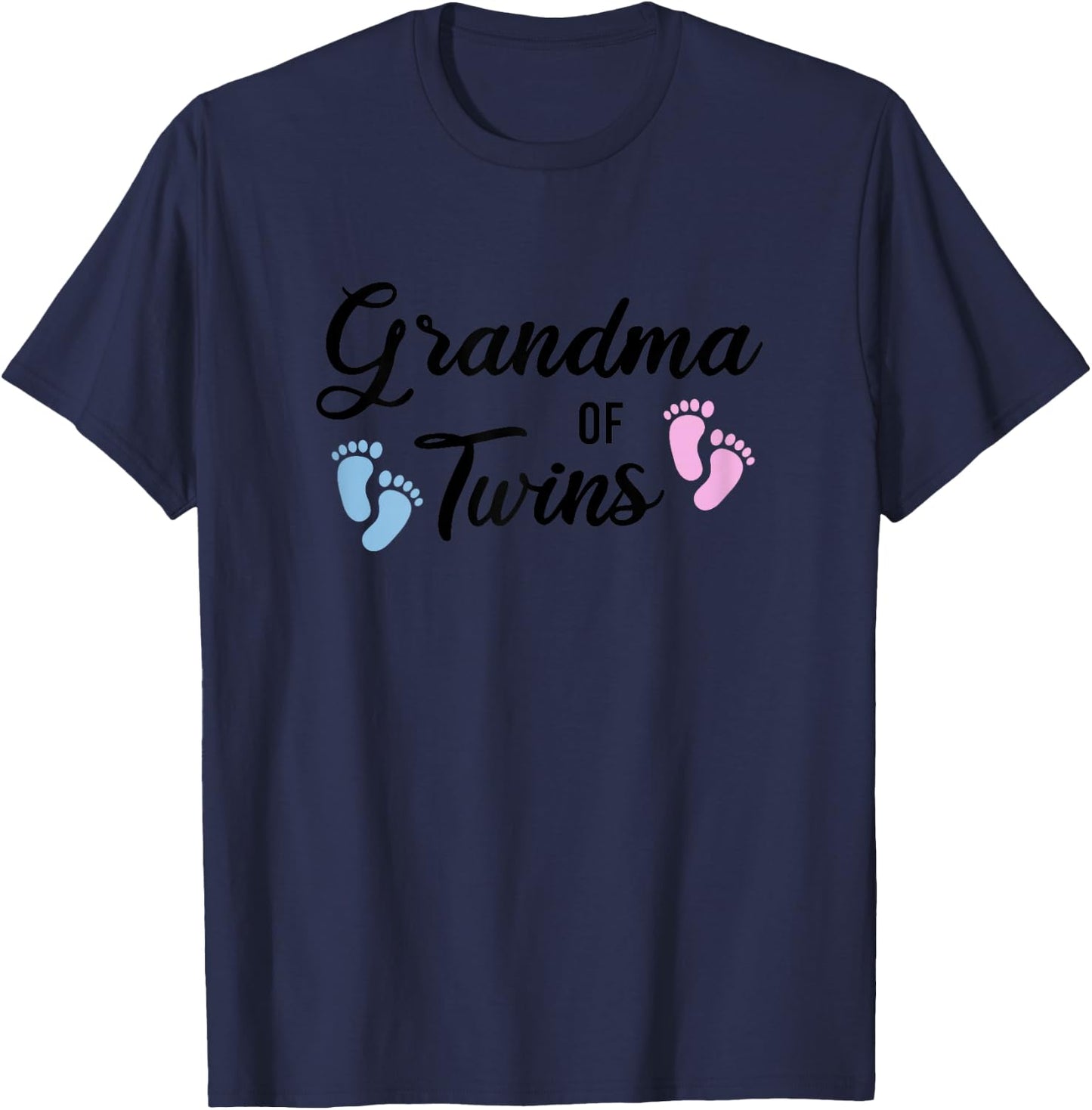 Grandma Of Twins Grandmother Granny Grandchildren Family T-Shirt - T-Shirt | Navy