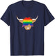Cute Gay Pride Shirt LGBT flag scottish highland cow t shirt T-Shirt - T-Shirt | Navy