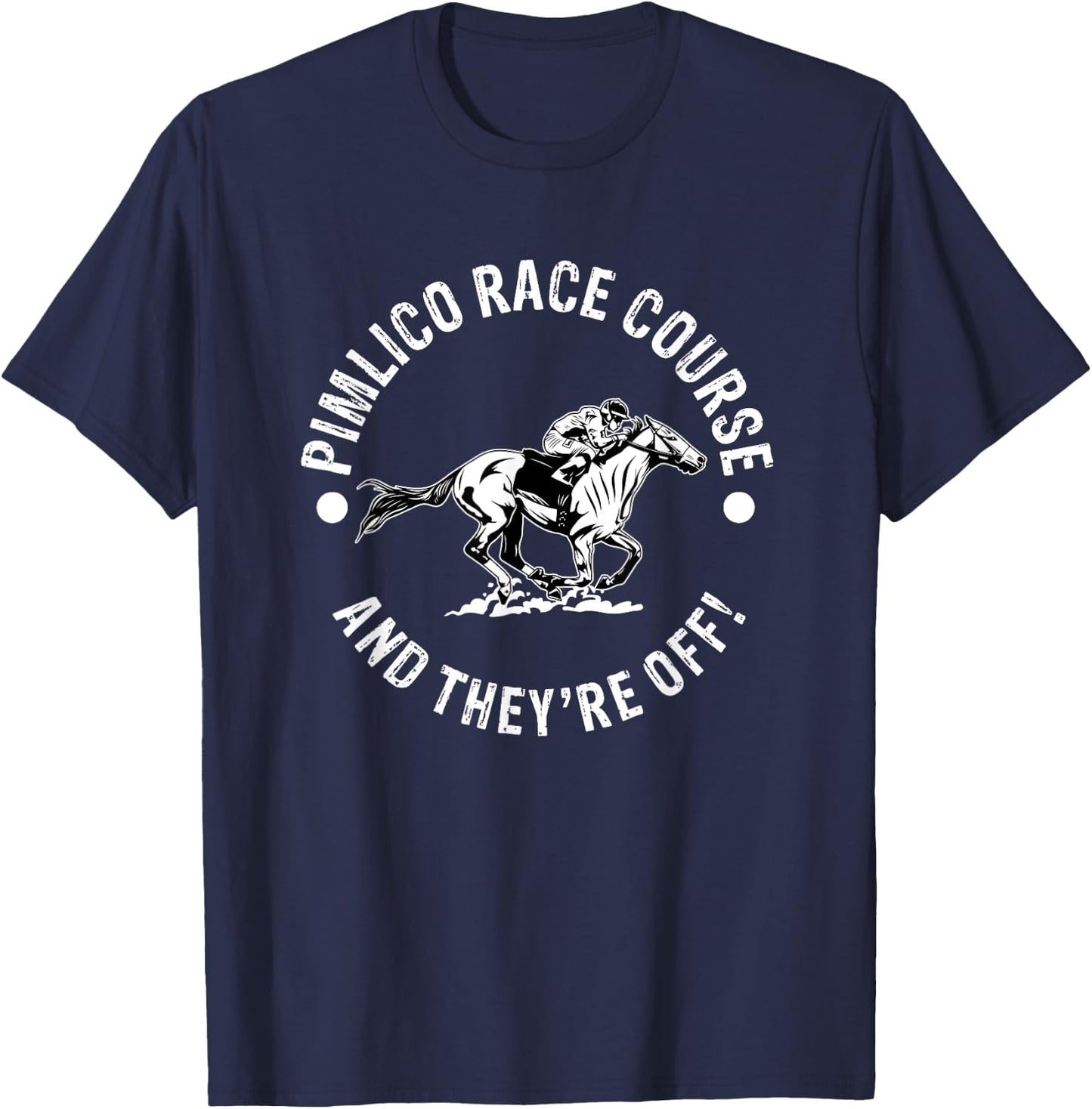 Pimlico Race Course Horse Racing Racer Equestrian MD Derby T-Shirt - T-Shirt | Navy