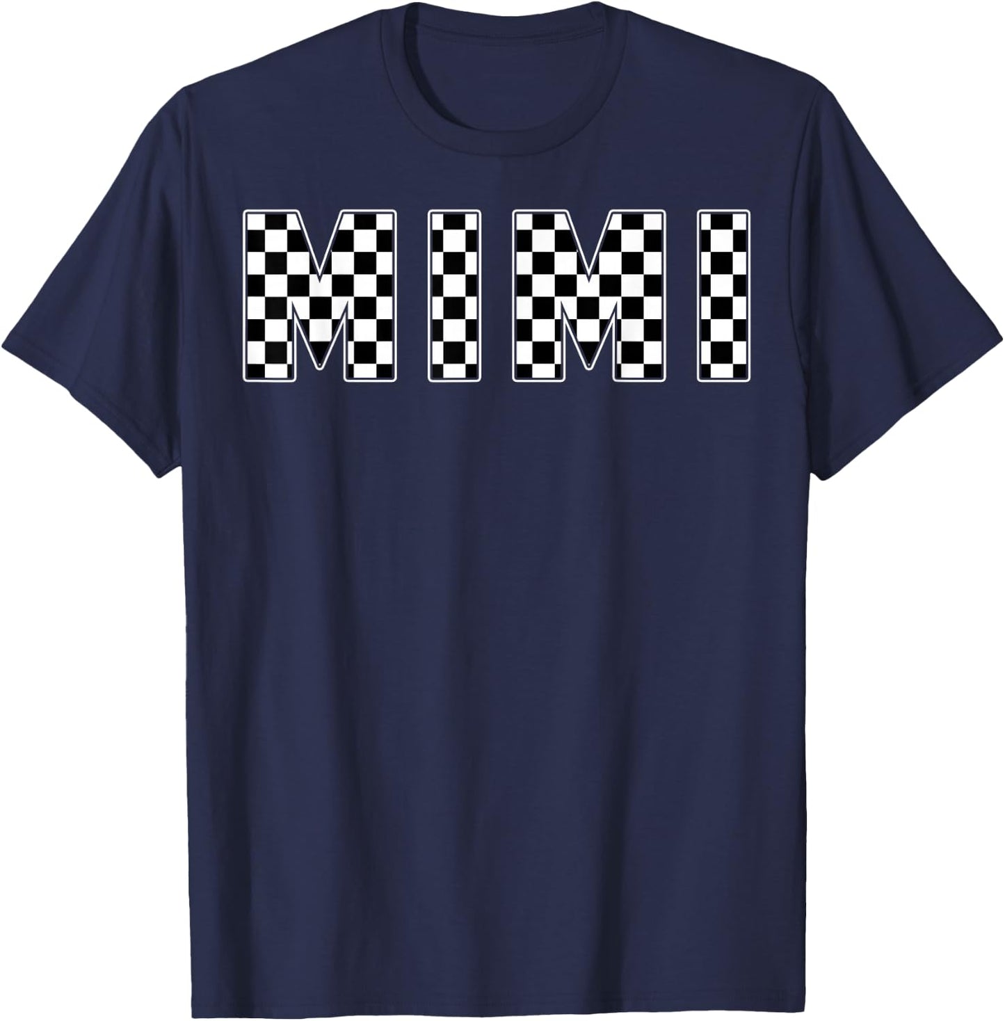 Mimi Racing Race Car Mimi Checkered Flag Pit Crew Bday T-Shirt - T-Shirt | Navy