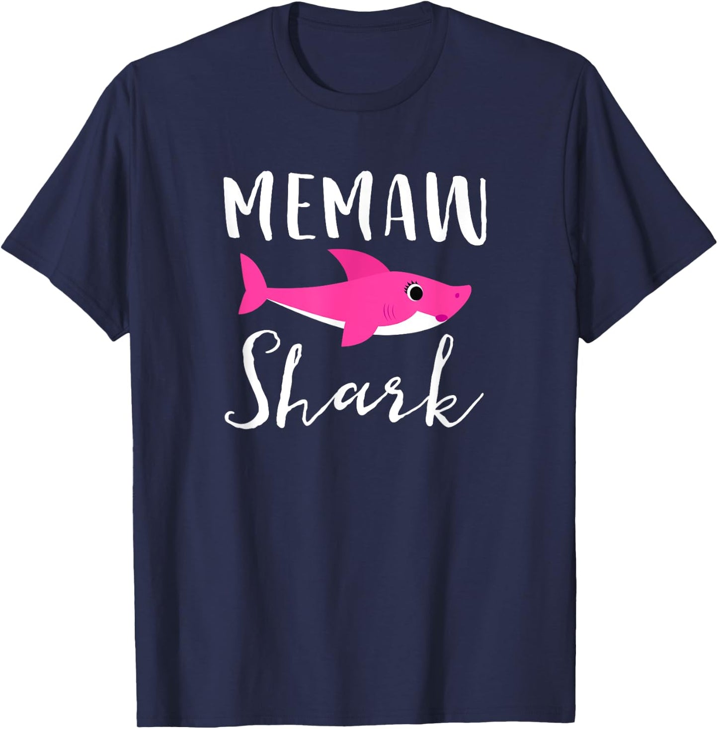 Memaw Shark Grandma Grandmother Pink Shark Graphic T-Shirt - T-Shirt | Navy