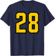 Number #28 Yellow Black Number T-Shirt - T-Shirt | Navy