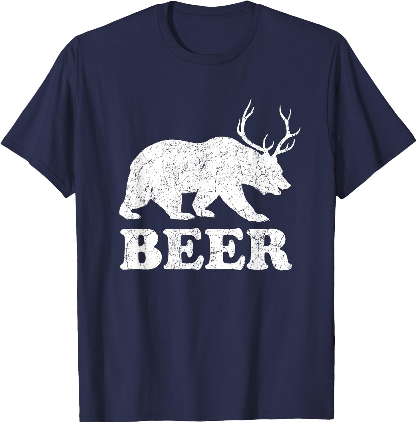Beer-Bear-Deer-Funny-Gift-For-Beer-Lovers-Drinkers-Men-Women T-Shirt - T-Shirt | Navy