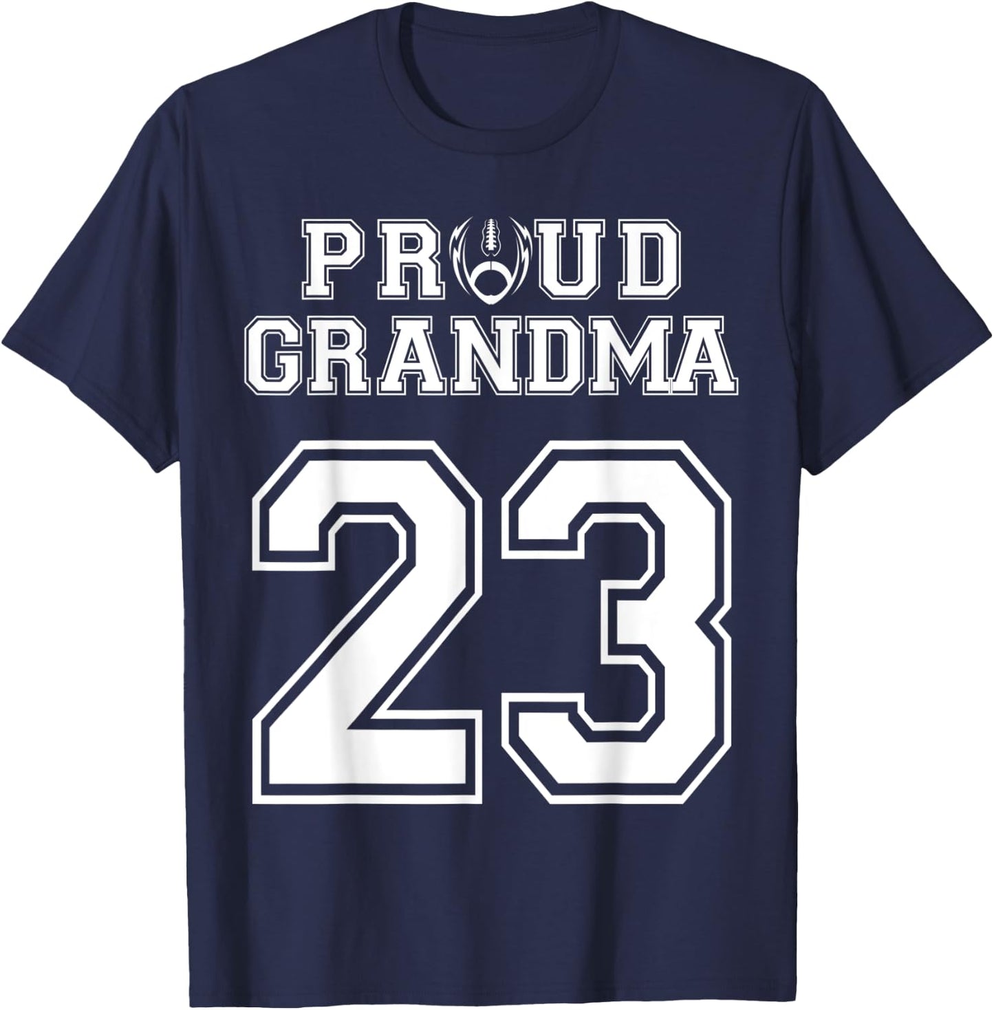 Custom Proud Football Grandma Number 23 Personalized Women T-Shirt - T-Shirt | Navy