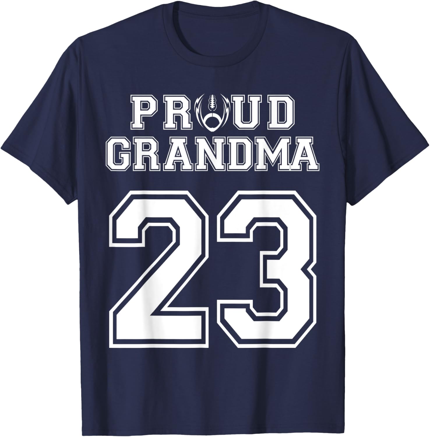 Custom Proud Football Grandma Number 23 Personalized Women T-Shirt - T-Shirt | Navy
