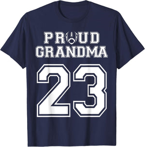 Custom Proud Football Grandma Number 23 Personalized Women T-Shirt - T-Shirt | Navy