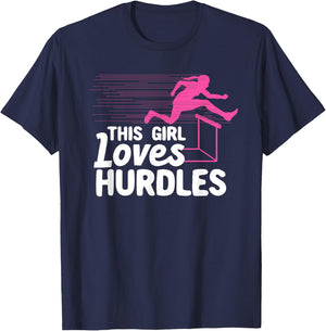 Cool Hurdle Design For Girls Women Hurdling Athletics Sport T-Shirt - T-Shirt | Navy