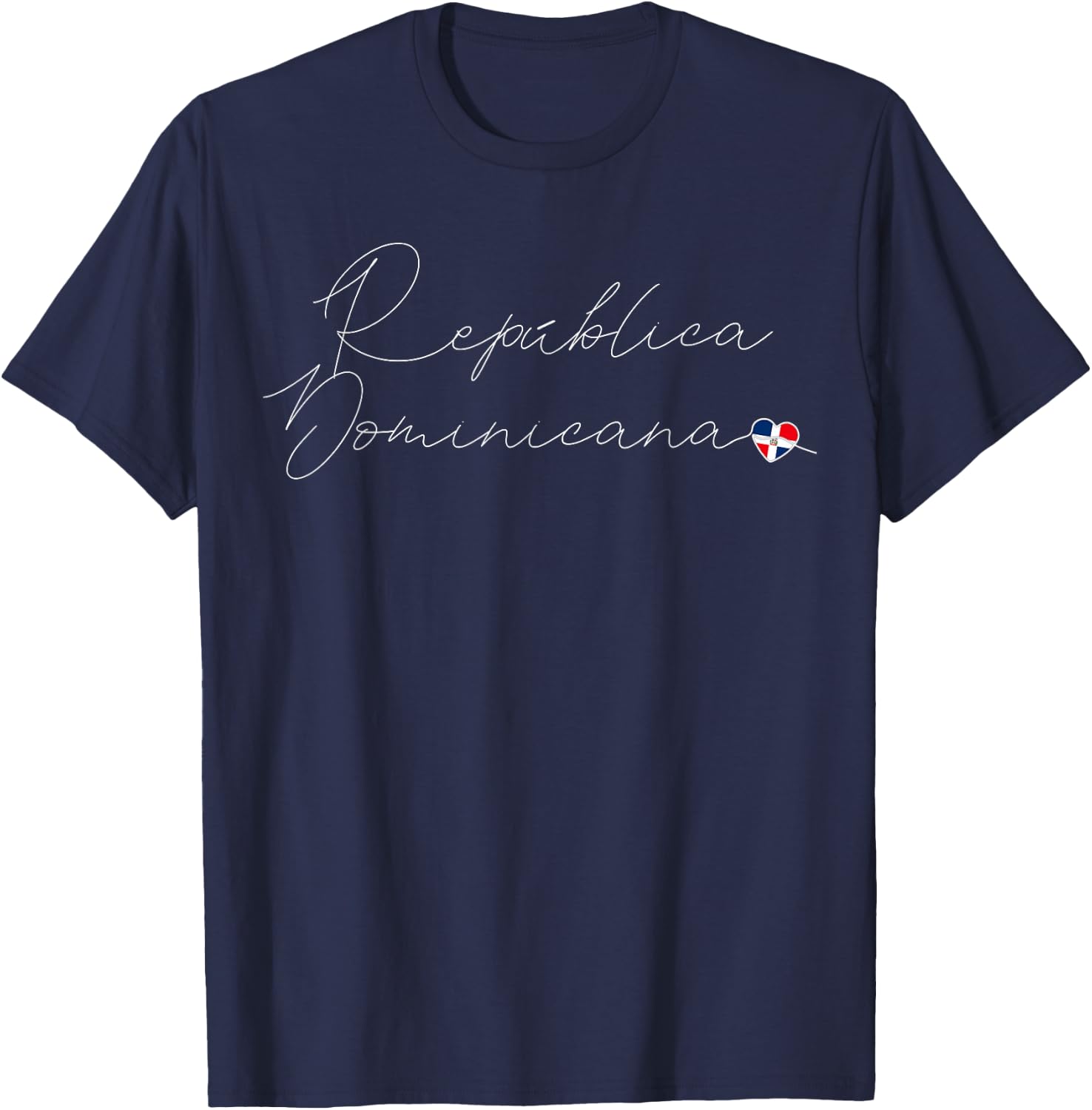 Simple Love Dominican Flag Heart on República Dominicana T-Shirt - T-Shirt | Navy