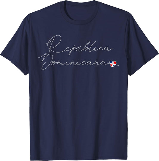 Simple Love Dominican Flag Heart on República Dominicana T-Shirt - T-Shirt | Navy