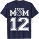 Number 12 Custom Proud Basketball Mom Personalized T-Shirt - T-Shirt | Navy