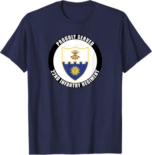 Proudly Served 22nd Infantry Regiment Military Army Veteran T-Shirt - T-Shirt | Navy