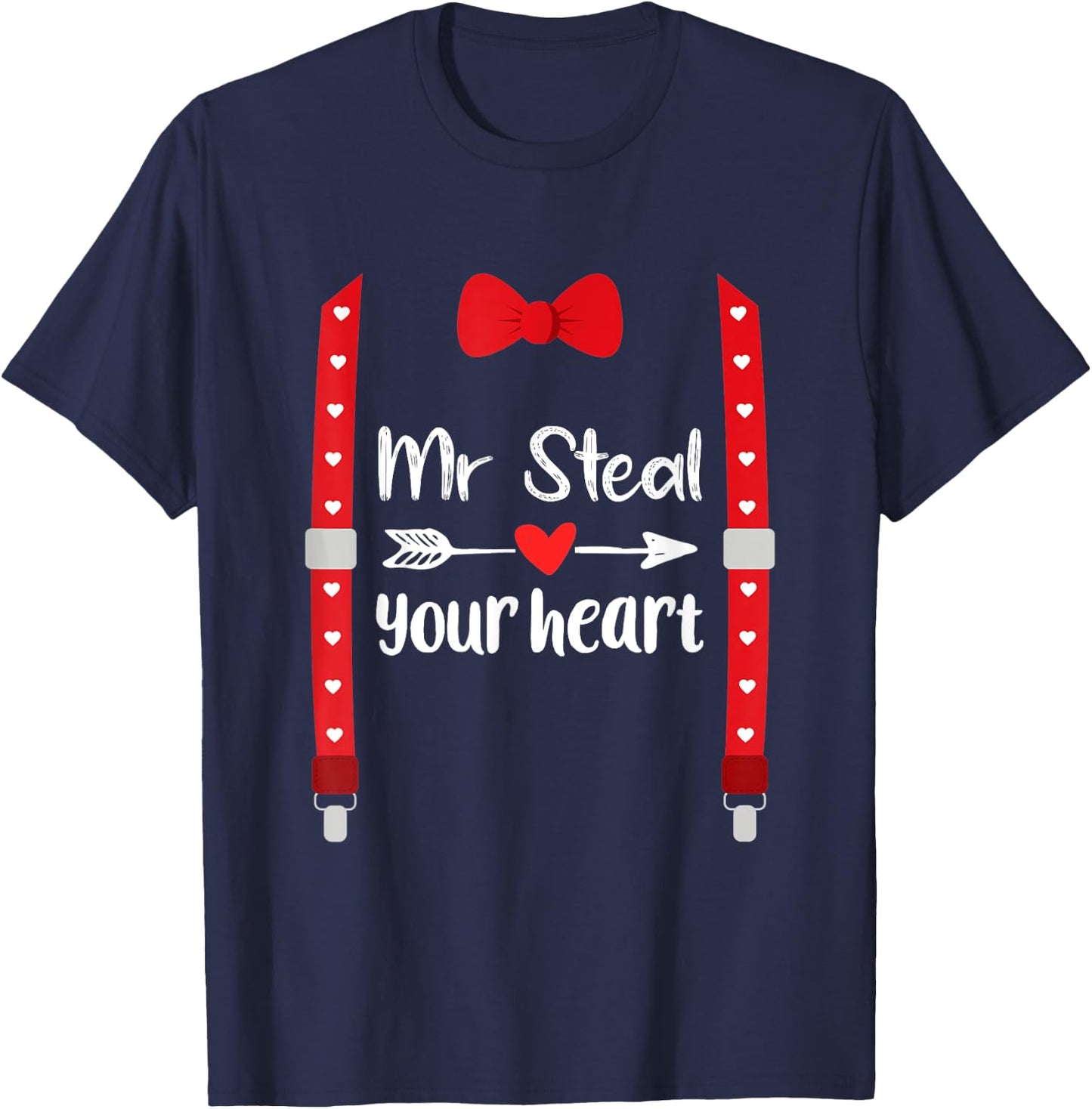 Funny Valentines Day Mr. Steal Your Heart Toddler Kids Boys T-Shirt - T-Shirt | Navy