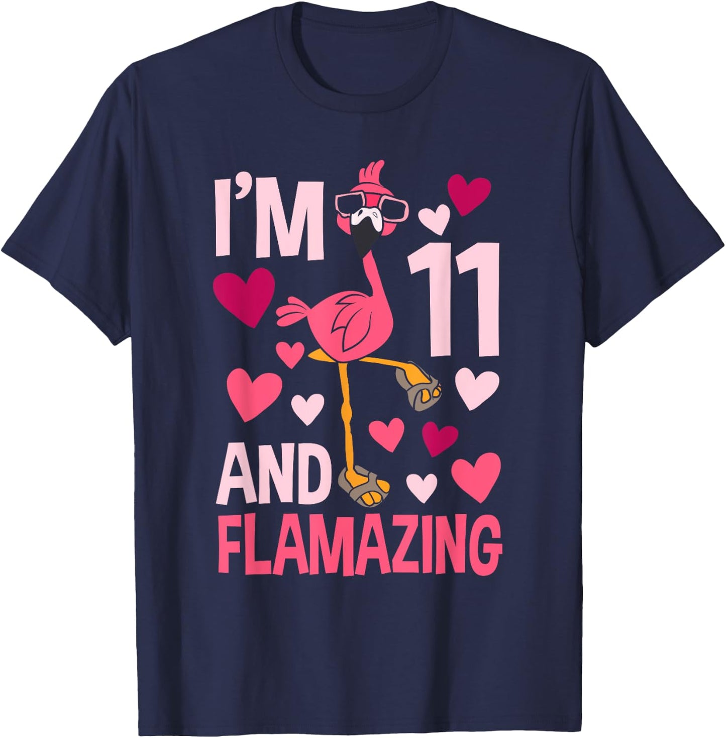 I'm 11 and Flamazing Flamingo Birthday For Boys 11 Years Old T-Shirt - T-Shirt | Navy