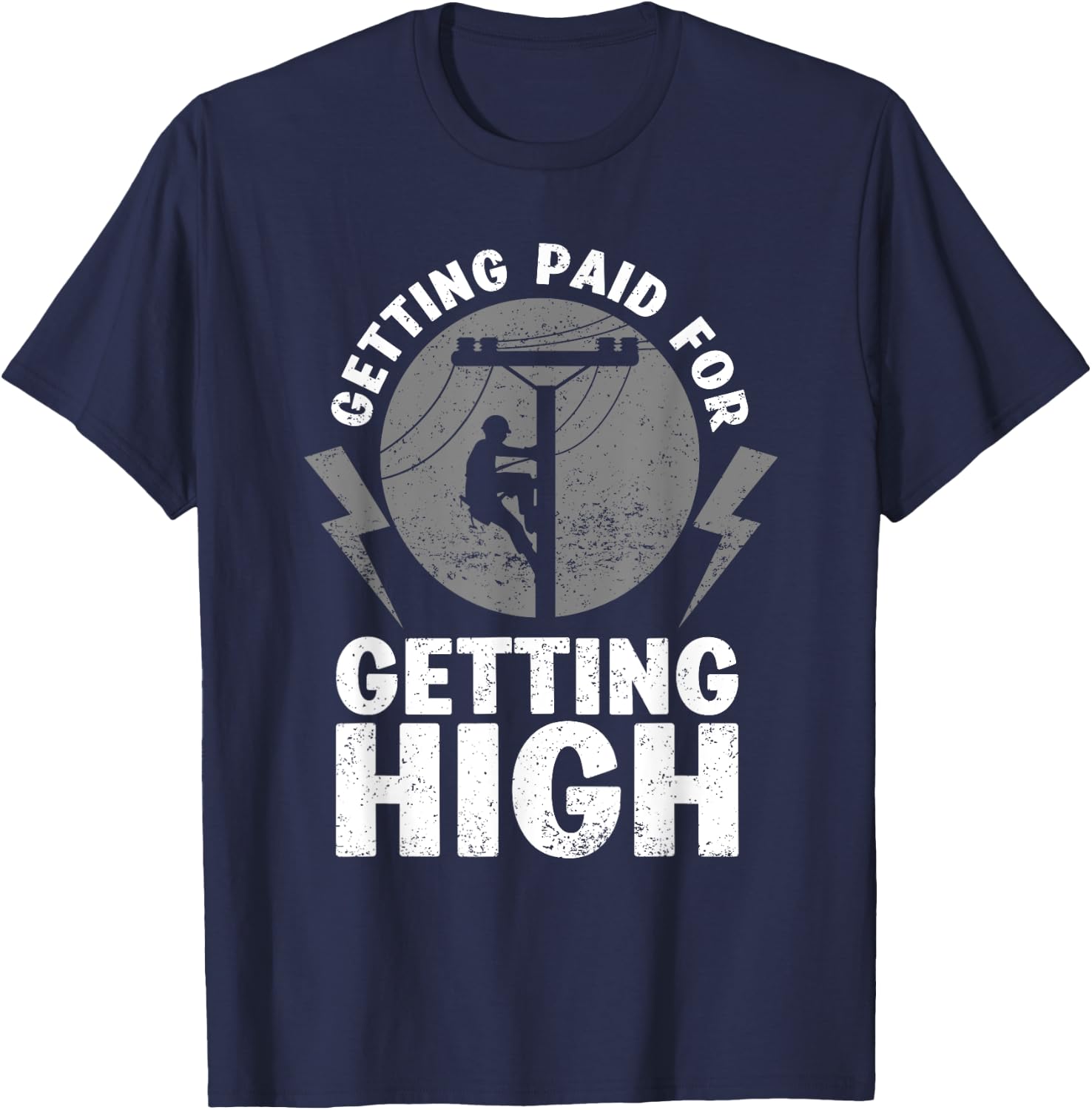 Funny Electrician Gift Electrical Power Lineman Men Boys T-Shirt - T-Shirt | Navy