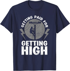 Funny Electrician Gift Electrical Power Lineman Men Boys T-Shirt - T-Shirt | Navy