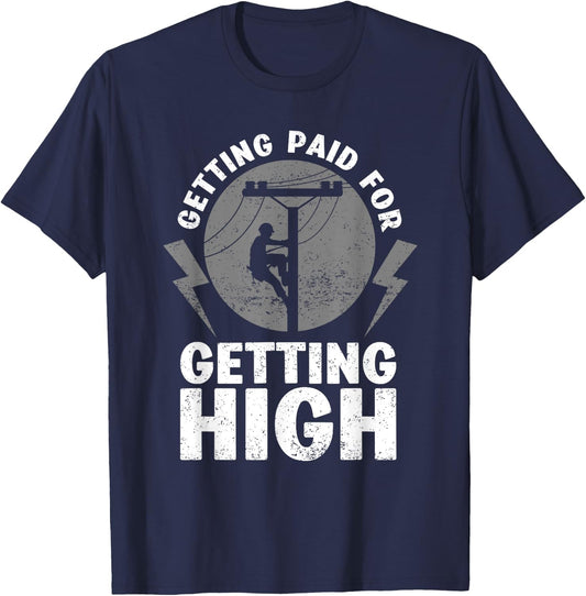 Funny Electrician Gift Electrical Power Lineman Men Boys T-Shirt - T-Shirt | Navy