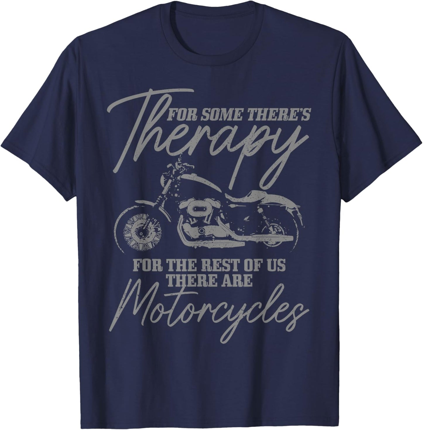 Biker Therapy Vintage Motorcycle Funny Biker T-Shirt - T-Shirt | Navy