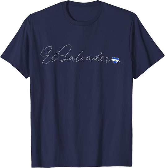 Simple Love El Salvadorian Flag Heart on El Salvador T-Shirt - T-Shirt | Navy