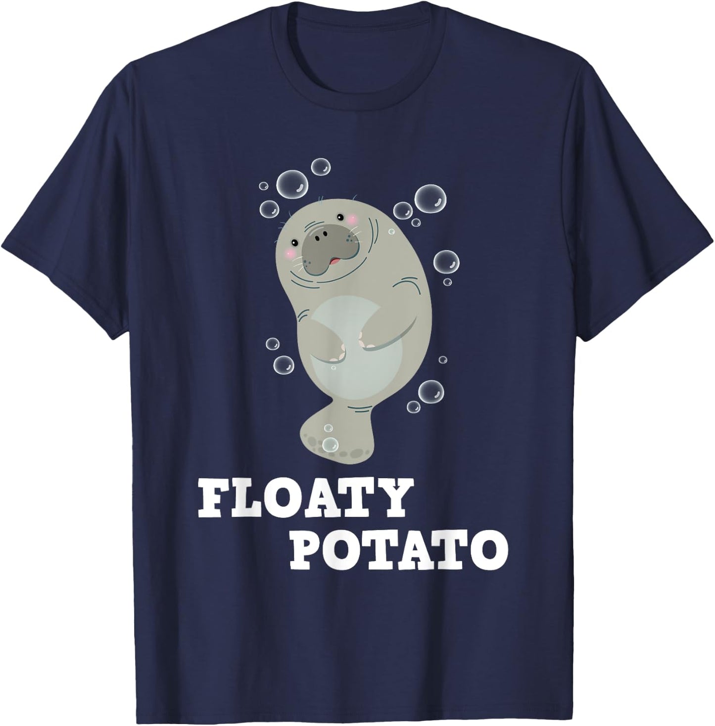Floaty Potato - Manatee Sea Animal Lover Marine Biologist T-Shirt - T-Shirt | Navy