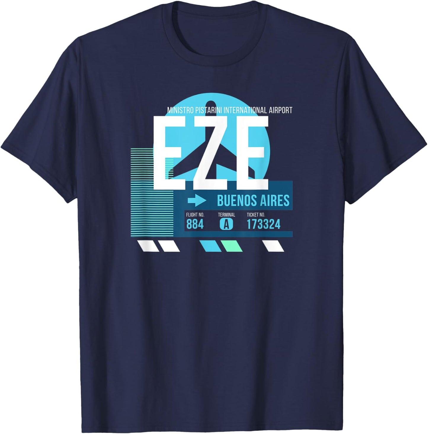 Vintage Buenos Aires Argentina Airport Code Retro Travel Day T-Shirt - T-Shirt | Navy