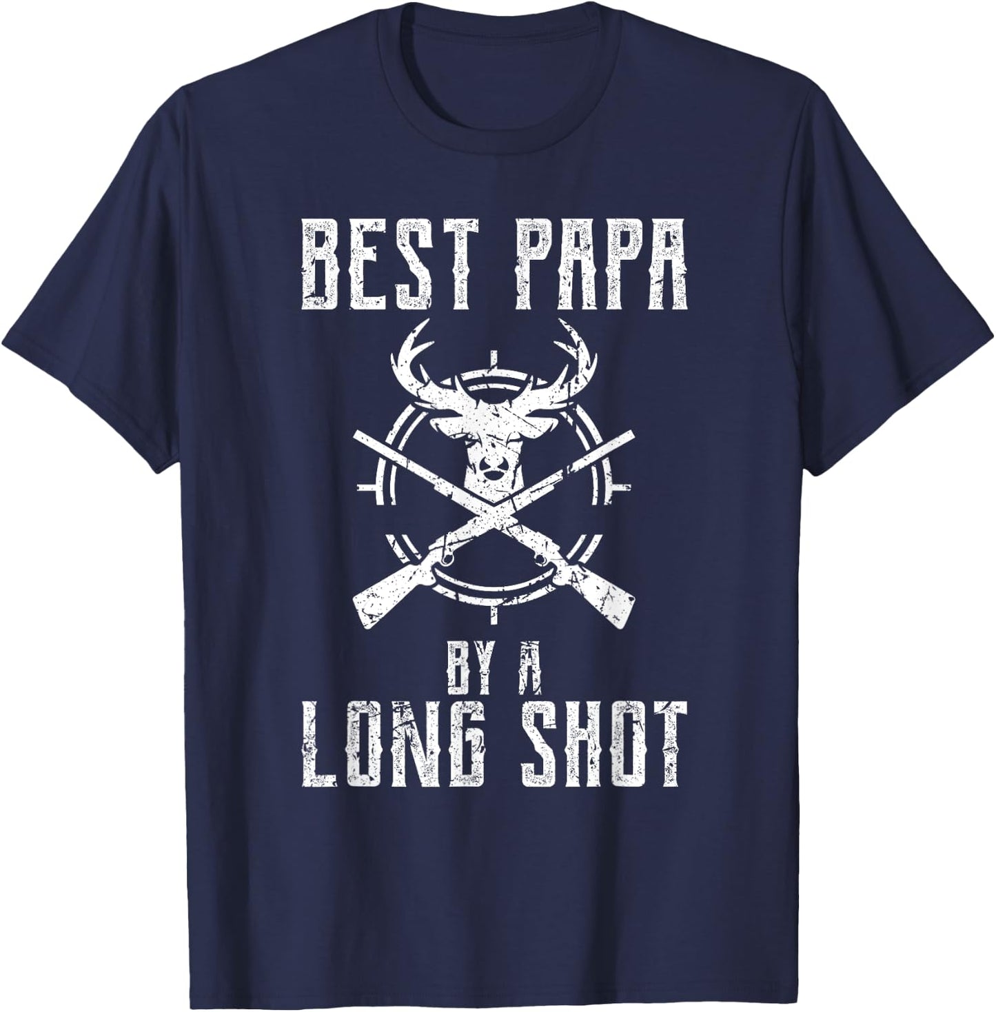 Best Papa By A Long Shot Funny Hunter Deer Hunting T-Shirt - T-Shirt | Navy