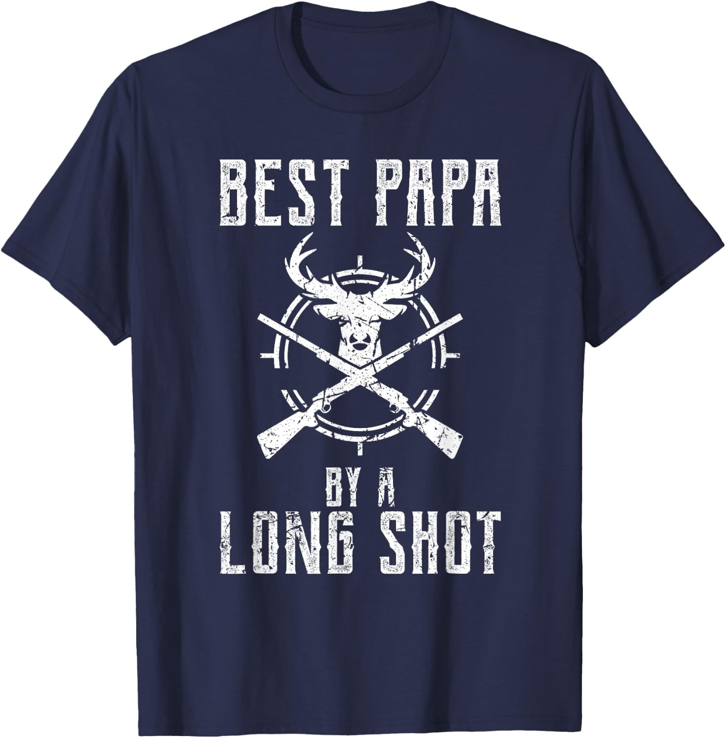 Best Papa By A Long Shot Funny Hunter Deer Hunting T-Shirt - T-Shirt | Navy