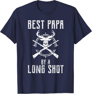 Best Papa By A Long Shot Funny Hunter Deer Hunting T-Shirt - T-Shirt | Navy