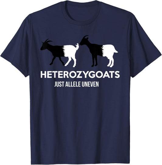 Heterozygoats Just Allele Uneven Funny Genetics T-Shirt - T-Shirt | Navy