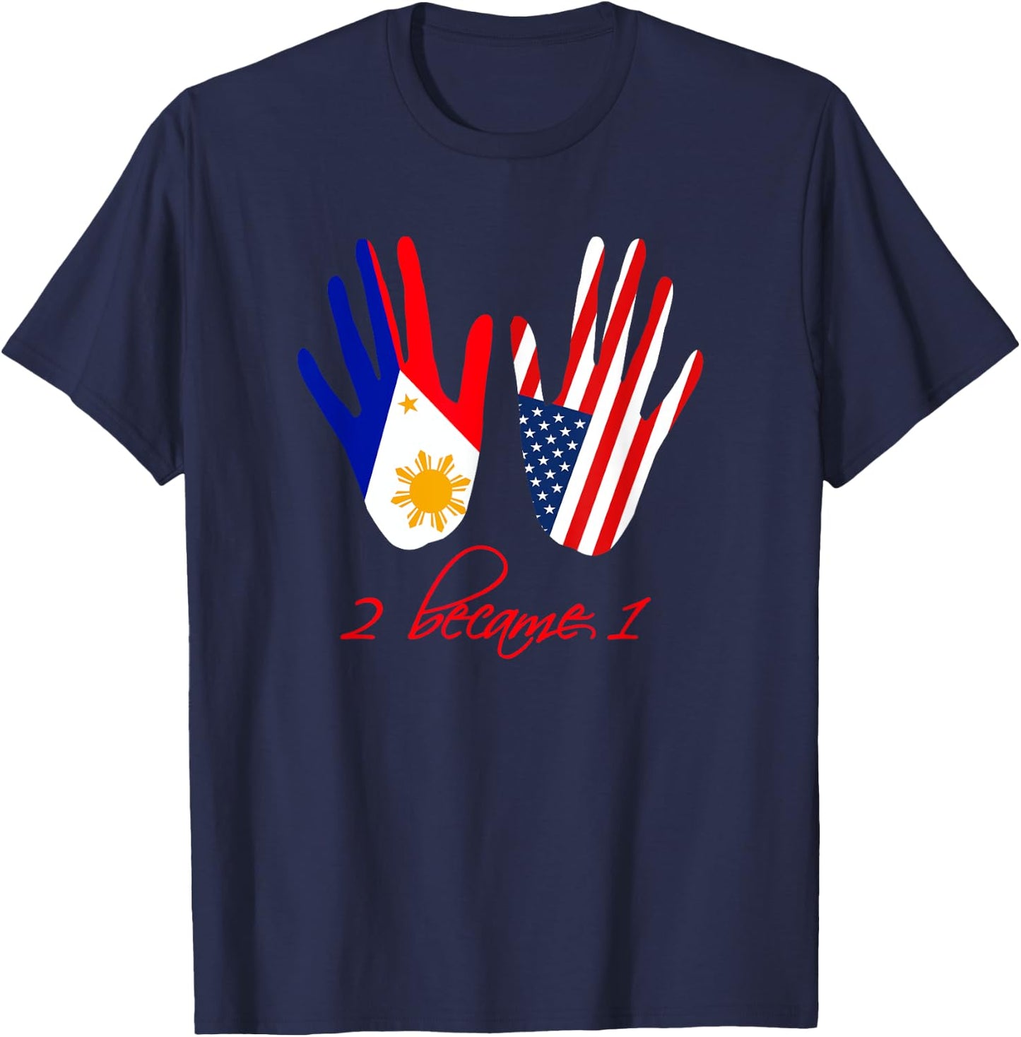 USA Philippines Flag T shirt American America Filipino Gift T-Shirt - T-Shirt | Navy