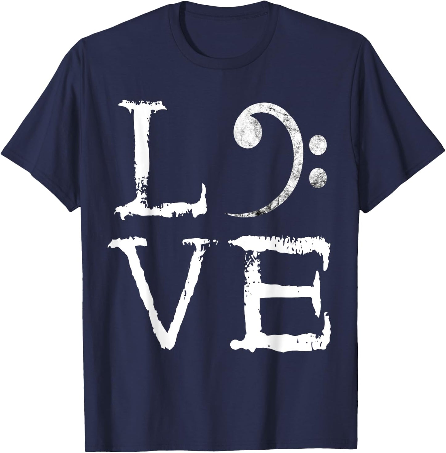 Bass Clef Creepy Love Bass Guitar Player Bass Guitarist T-Shirt - T-Shirt | Navy