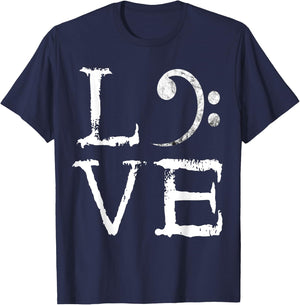 Bass Clef Creepy Love Bass Guitar Player Bass Guitarist T-Shirt - T-Shirt | Navy