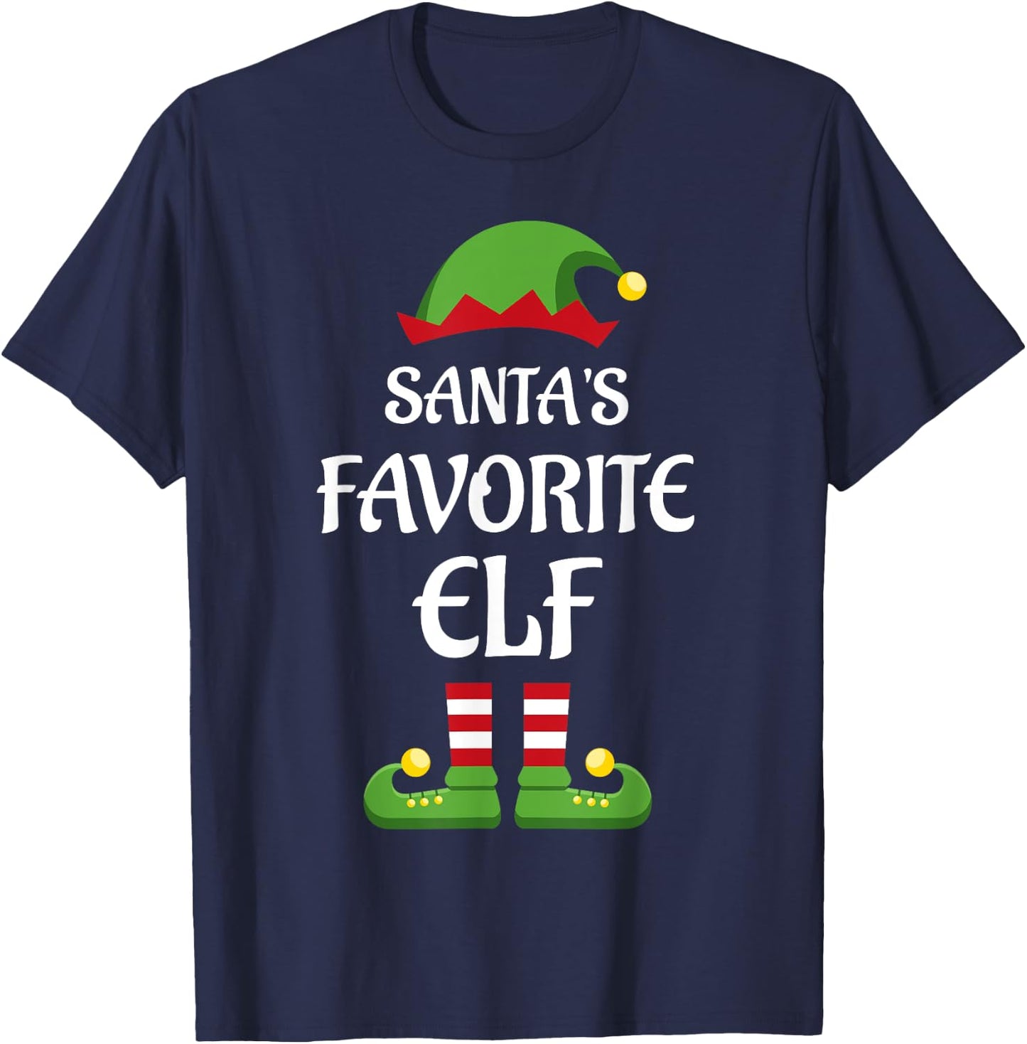 Santa's Favorite Elf Family Matching Group Christmas T-Shirt - T-Shirt | Navy