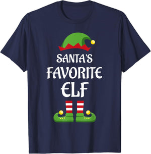 Santa's Favorite Elf Family Matching Group Christmas T-Shirt - T-Shirt | Navy