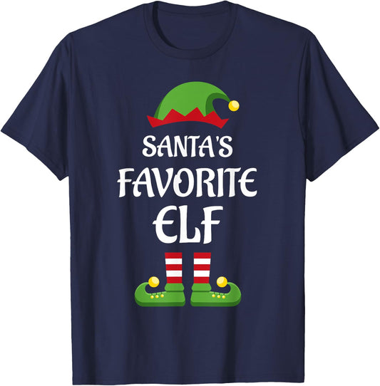 Santa's Favorite Elf Family Matching Group Christmas T-Shirt - T-Shirt | Navy